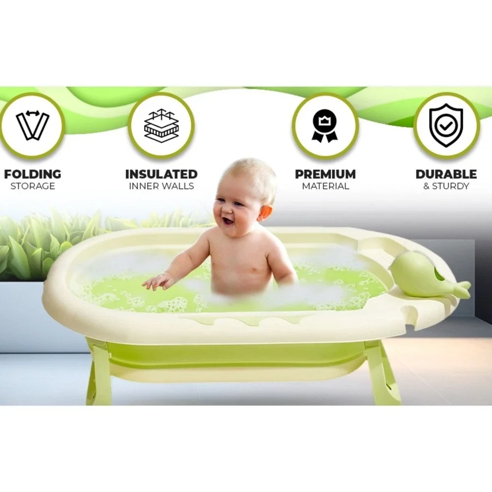 Tiny Totz Collapsible Baby Bathtub with Thermometer Portable Newborn-Toddler NIB
